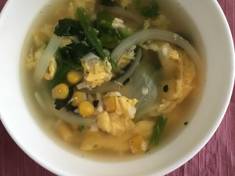ひき肉で満足感UP☆コーンの中華スープ